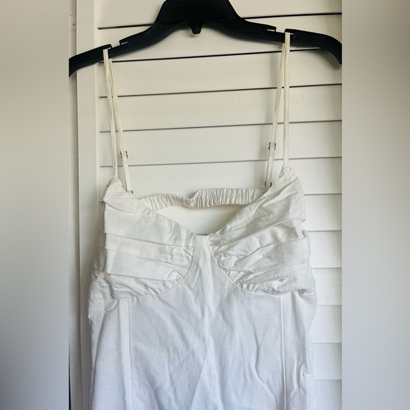 L-Space Womens Dahlia Dress Sz XL White Cotton Linen Midi Cut Out Back Beach - Picture 5 of 8